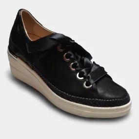 SOFTWAVES SNEAKER WEDGE IN BLACK