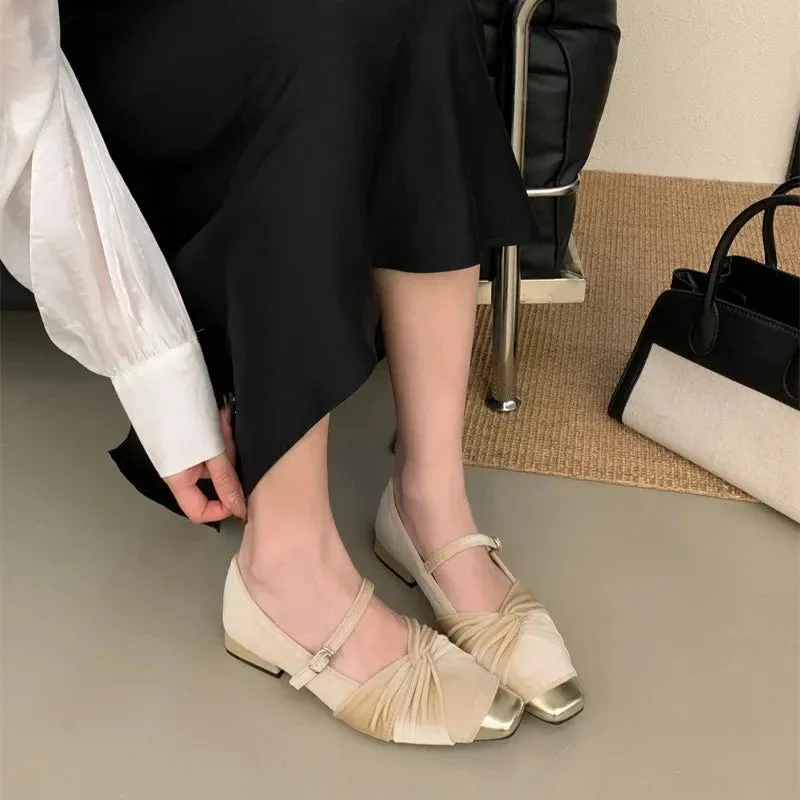 Tierry Cap Toe Ruched Velvet Ballet Pumps