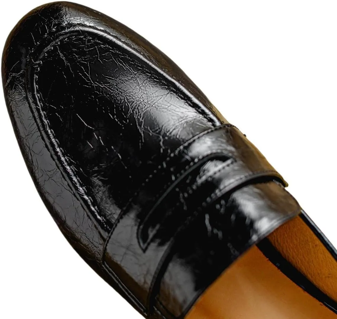 TinaCus Women's Genuine Leather Round Toe Light-Weight Slip-on Handmade Chunky Heel Loafers Flats