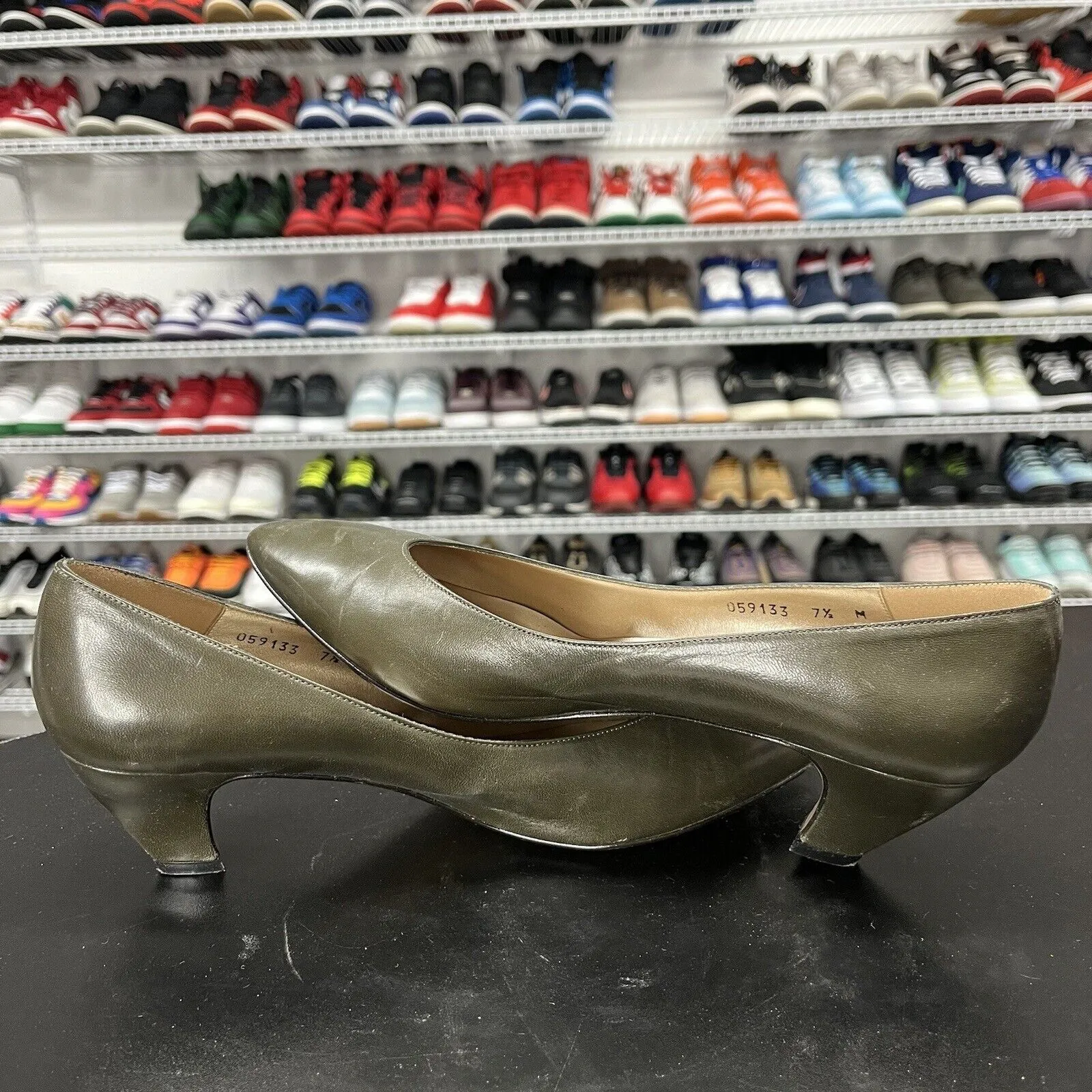 Vintage Proxy Women Green Leather Heel Size 7.5 M
