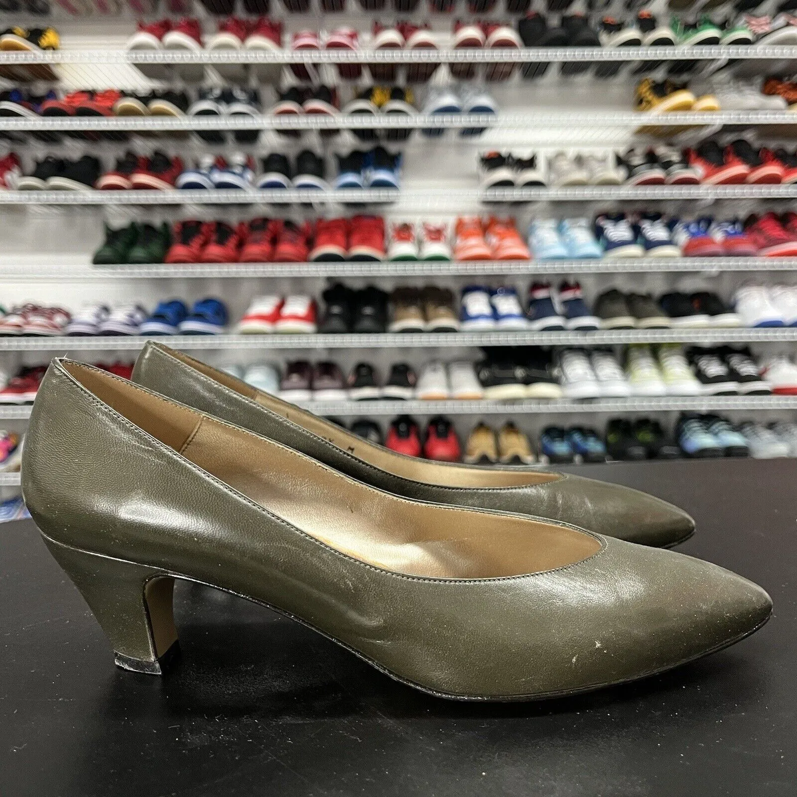 Vintage Proxy Women Green Leather Heel Size 7.5 M