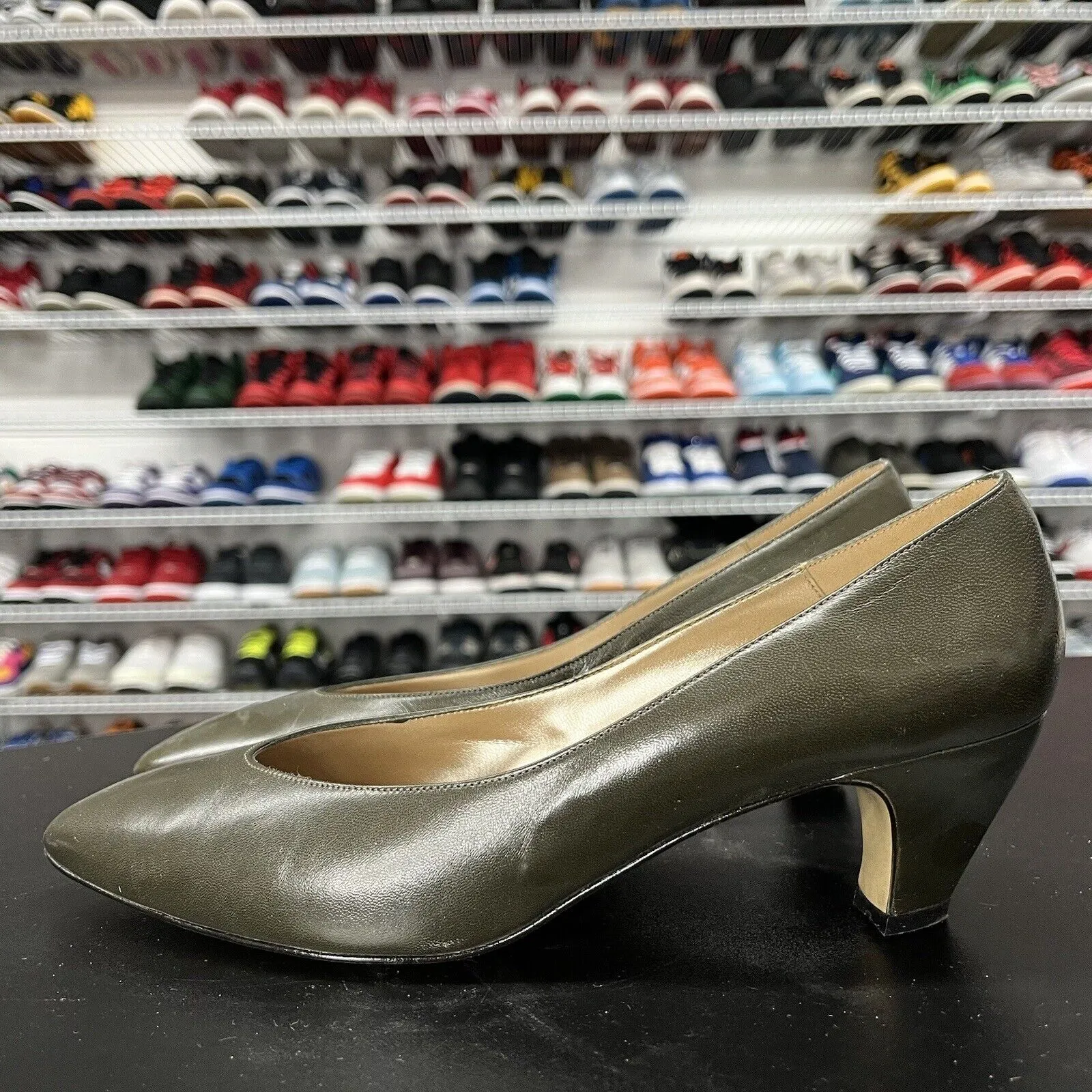 Vintage Proxy Women Green Leather Heel Size 7.5 M