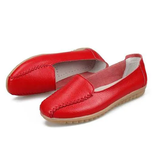 Women Loafers Shoes Casual Outdoor Slip On Leather Flats