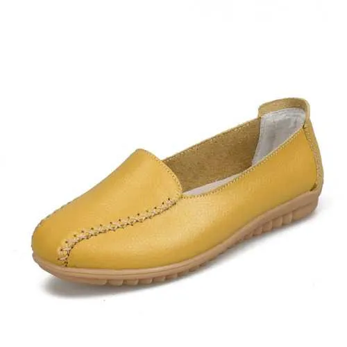 Women Loafers Shoes Casual Outdoor Slip On Leather Flats