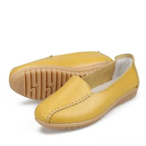 Women Loafers Shoes Casual Outdoor Slip On Leather Flats