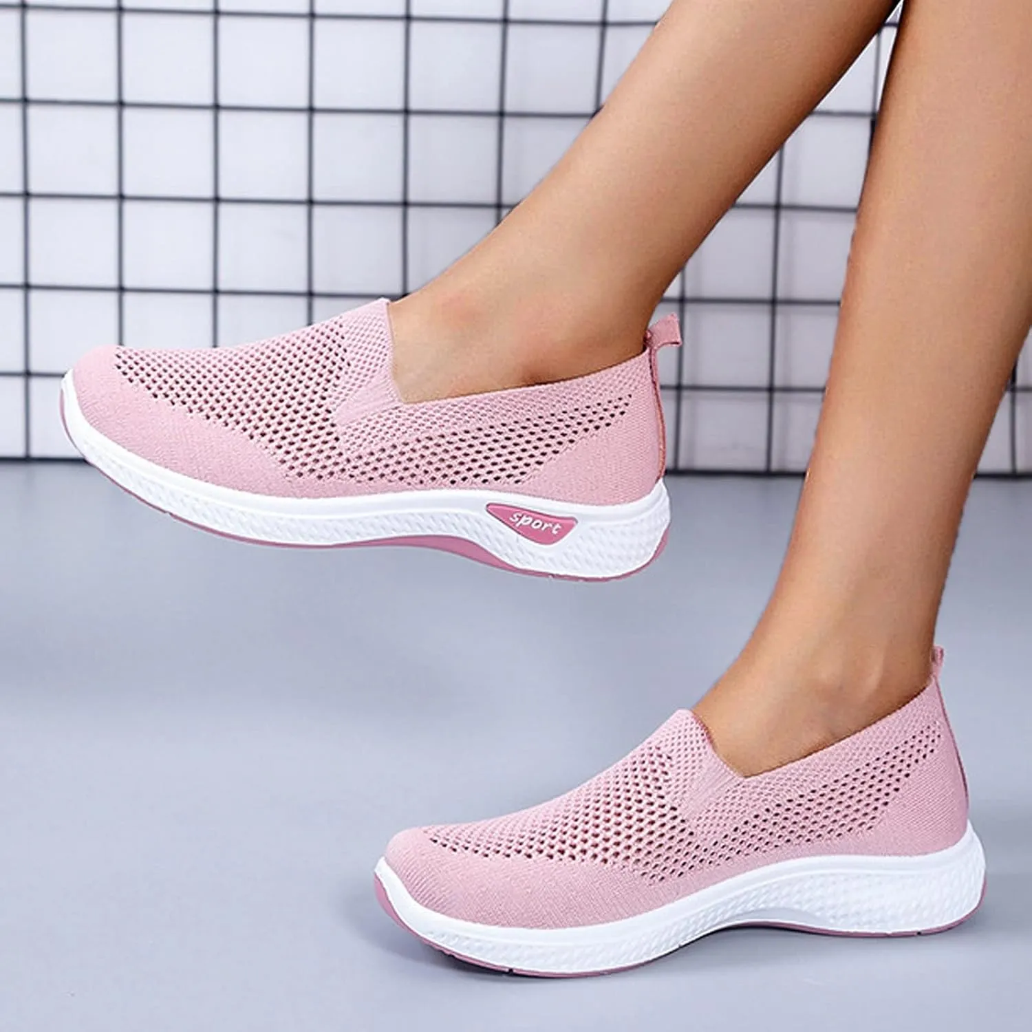 Women's Breathable Mesh Orthopedic Sneakers Casual Fashion Non-Slip Walking Shoes Comfortable Soft Sole Slip-on Loafers Tennis Shoes