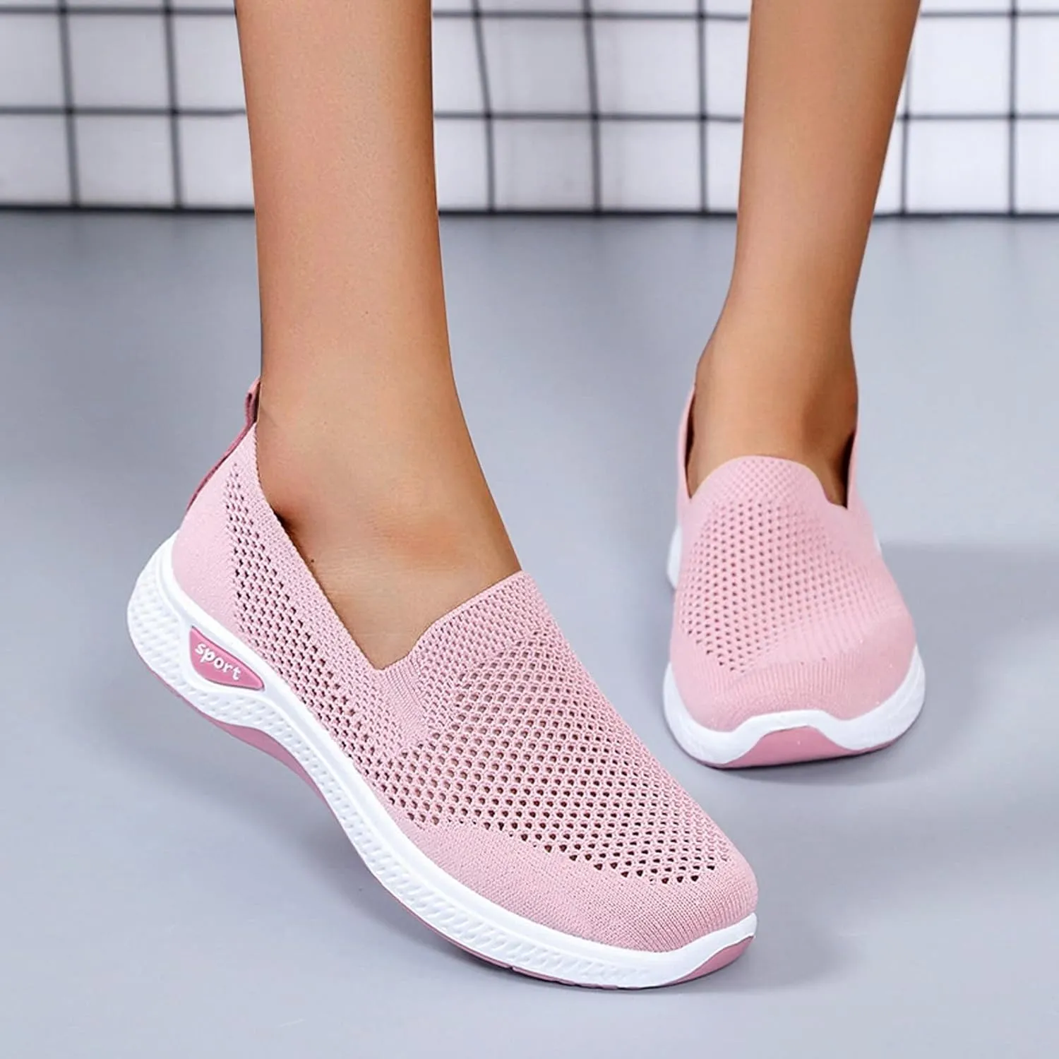 Women's Breathable Mesh Orthopedic Sneakers Casual Fashion Non-Slip Walking Shoes Comfortable Soft Sole Slip-on Loafers Tennis Shoes