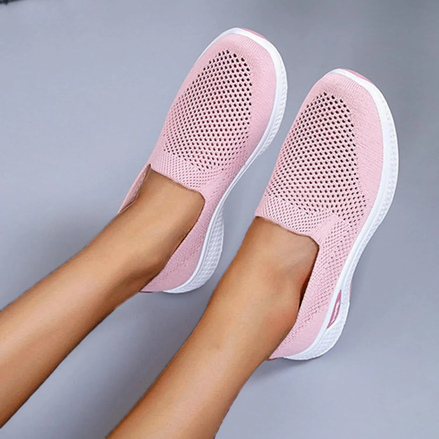 Women's Breathable Mesh Orthopedic Sneakers Casual Fashion Non-Slip Walking Shoes Comfortable Soft Sole Slip-on Loafers Tennis Shoes