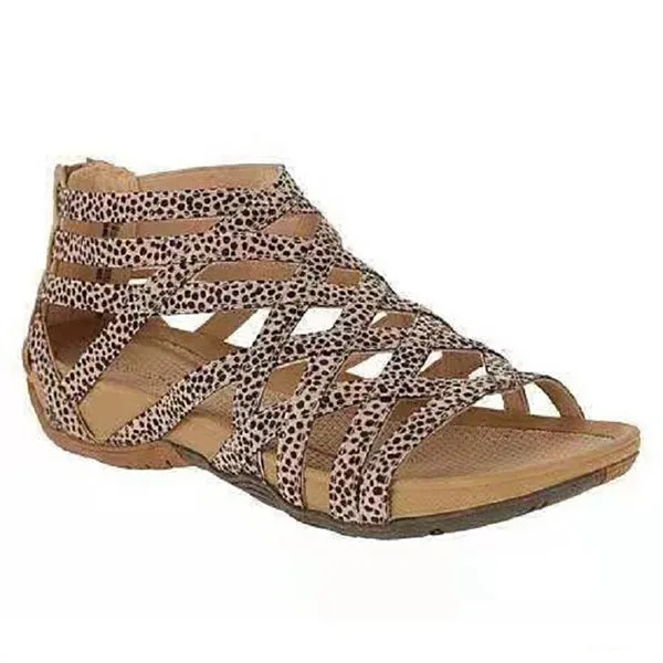 Women's Flat Cross Strap Zipper Roman Sandals 44005660C