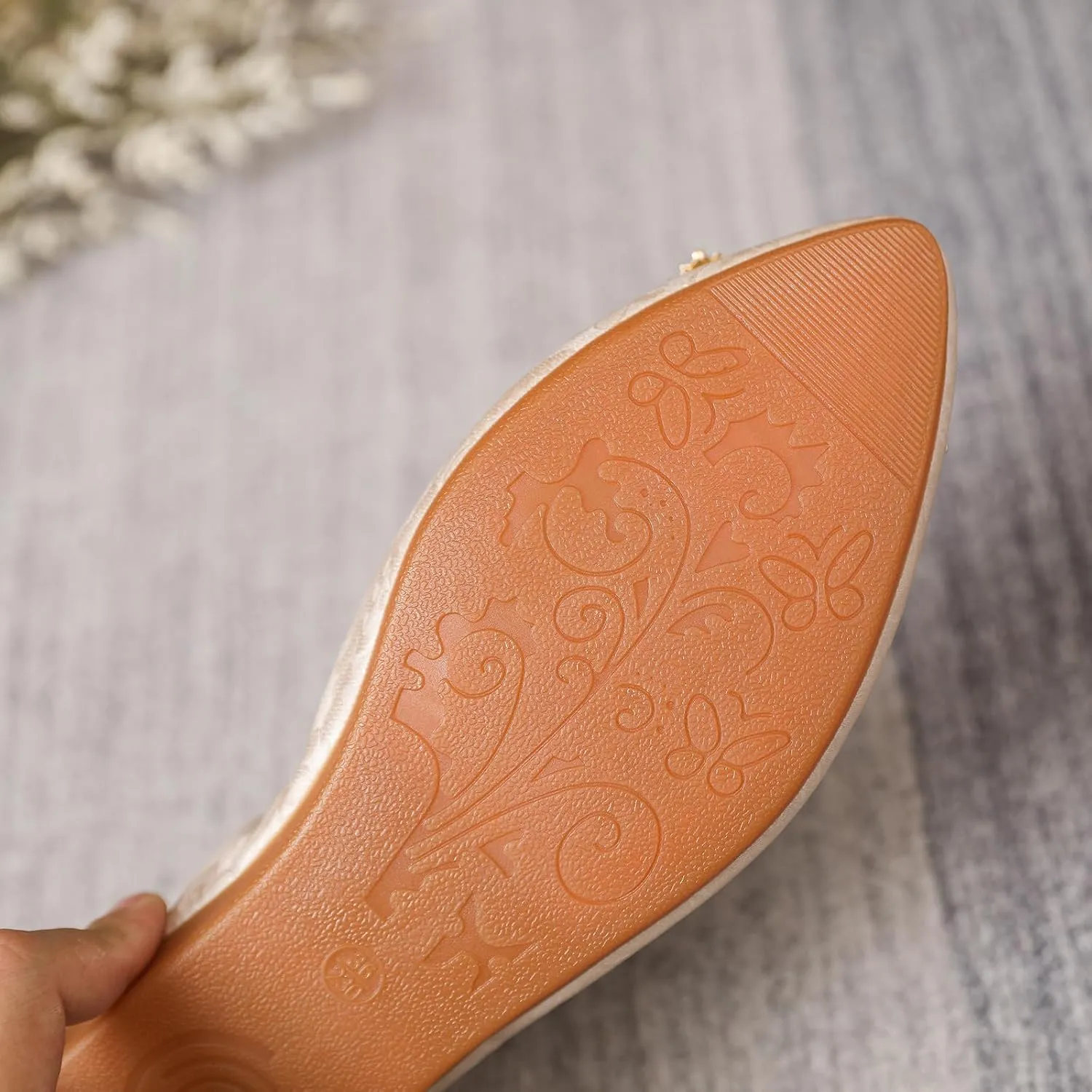Women's Flats, Foldable Ballet Flats for Women, Sparkly Rhinestone Buckle Pointed Toe Comfort Light Weight Slip-On Dress Shoes