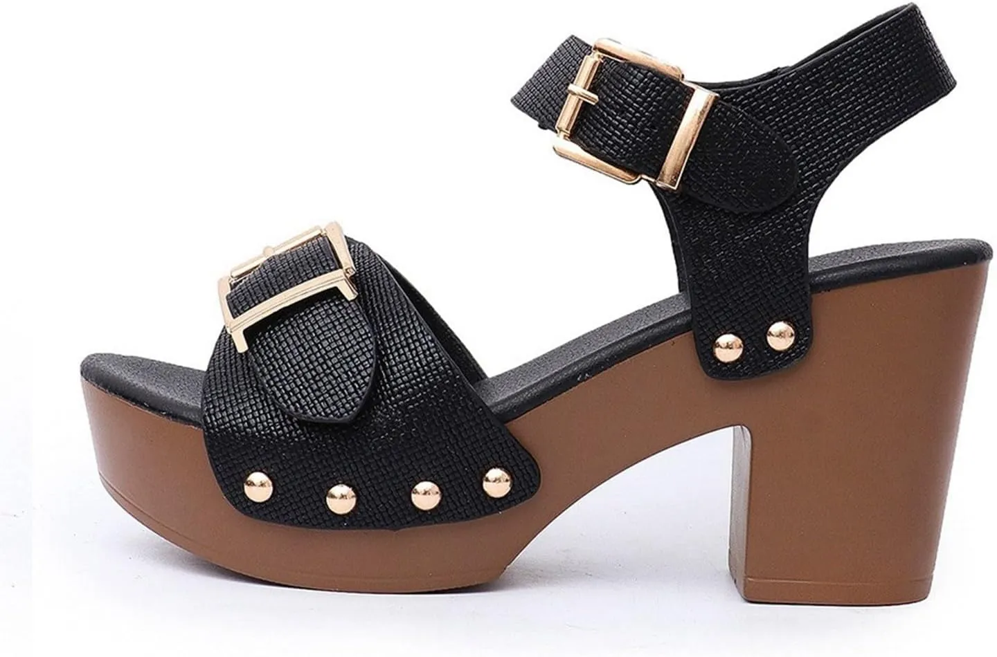 Women's High Heel Sandals with Adjustable Buckle Strap Stylish Roman Block Heel Comfortable Open Toe Summer