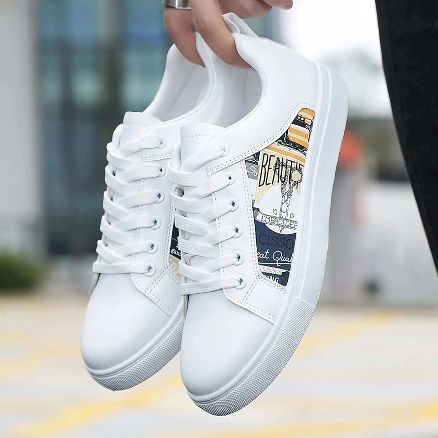 Women's White Fashion Sneakers Women's Sneakers Women's Walking Shoes Comfortable & Lightweight Black Loafers Women Platform High Top Sneakers for Women