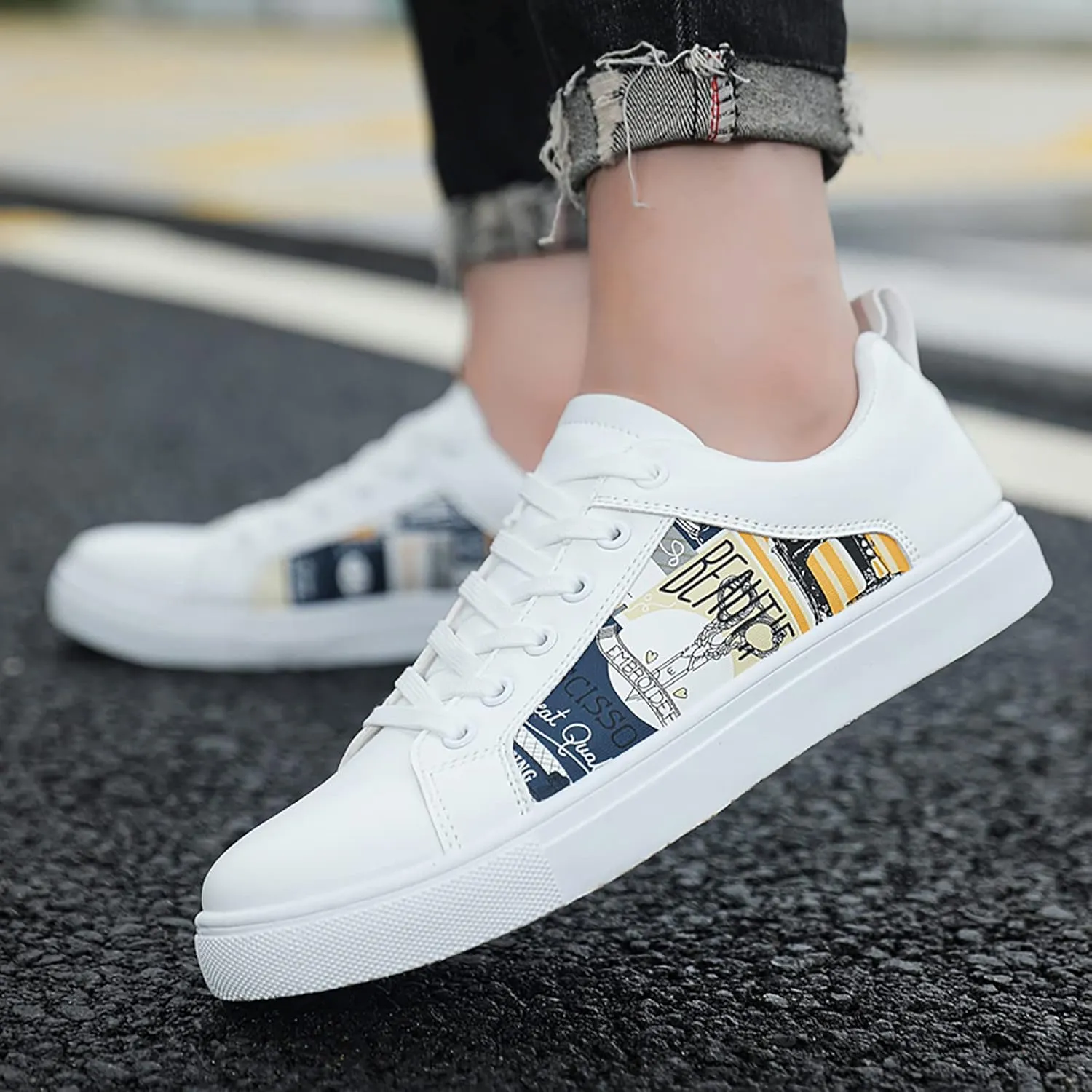 Women's White Fashion Sneakers Women's Sneakers Women's Walking Shoes Comfortable & Lightweight Black Loafers Women Platform High Top Sneakers for Women