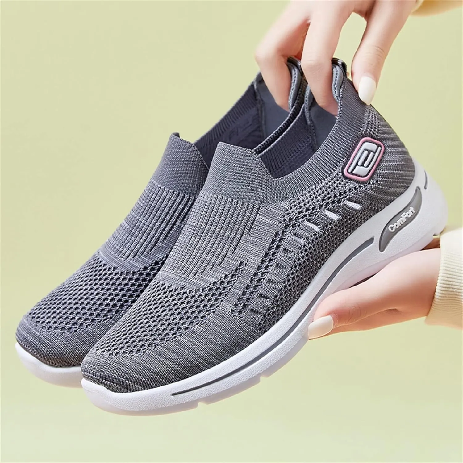 Women's Woven Orthopedic Soft Breathable Shoes Outdoor Comfort Fashion Casual Sneakers Wide Slip-on Tennis Shoes Arch Support Foam Shoes